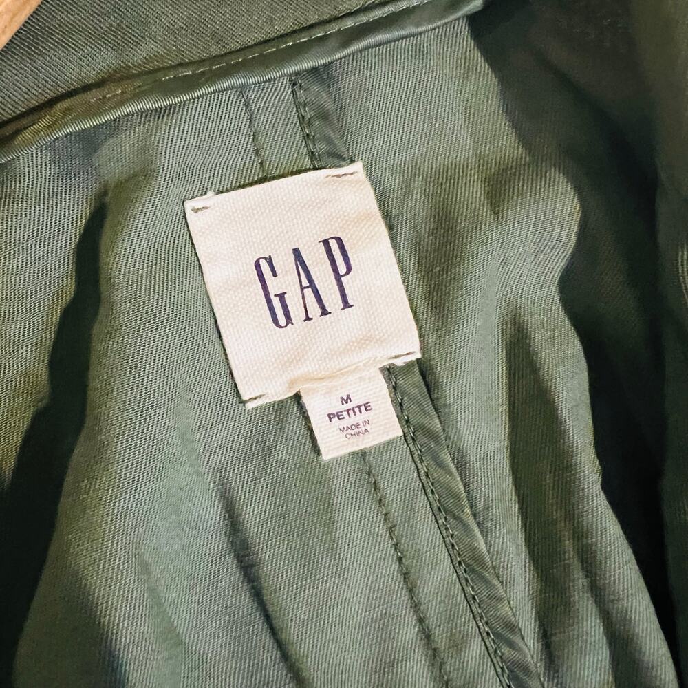Gap Draped Belted  Open Front Long Jacket Size MP Medium Petite New Green - Picture 3 of 7
